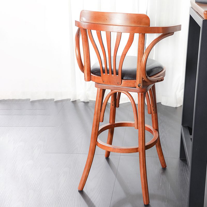 Glam Solid Wood Counter Height Stool Faux Leather Bar Stool Bar Stool