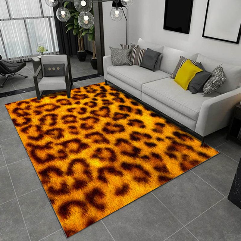 Black and Brown Bedroom Rug Modern Animal Leopard Tiger Pattern Area Rug Polyester Anti-Slip Backing Carpet