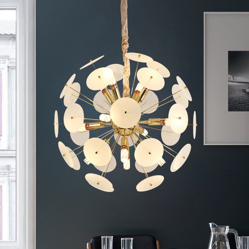 Sputnik Bedroom Ceiling Chandelier Metal 12-Bulb Modernist Hanging Ceiling Light in Grey/White/Blue