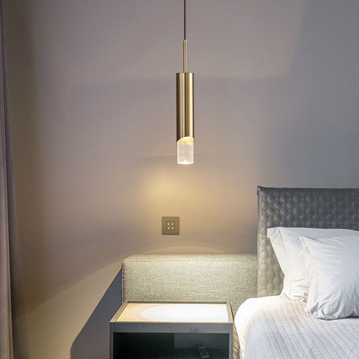 Bedroom Suspended Lighting Fixture Modern Style Hanging Light Kit with Tube Acrylic Shade