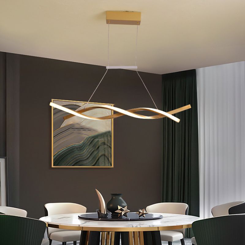 Metal Shaded Island Chandelier Light Minimalist Style LED Gold Pendant Lighting Fixture