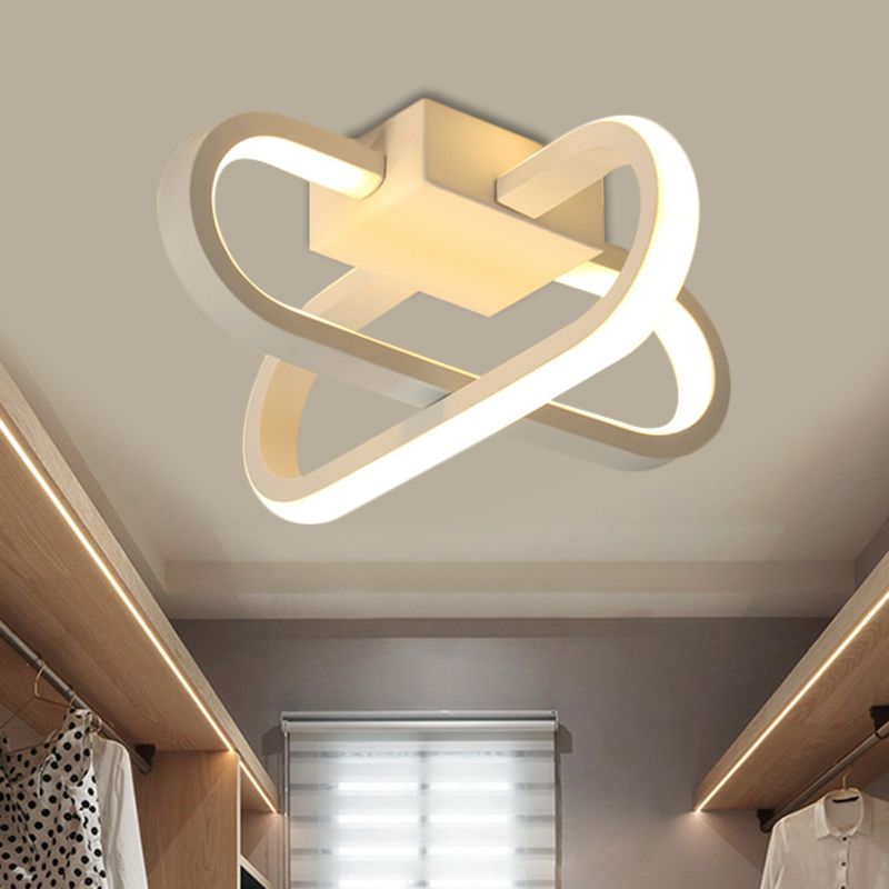 Hotel LED inbouwlamp moderne zwart/witte plafondlamp met gekruiste langwerpige acrylkap in warm/wit licht