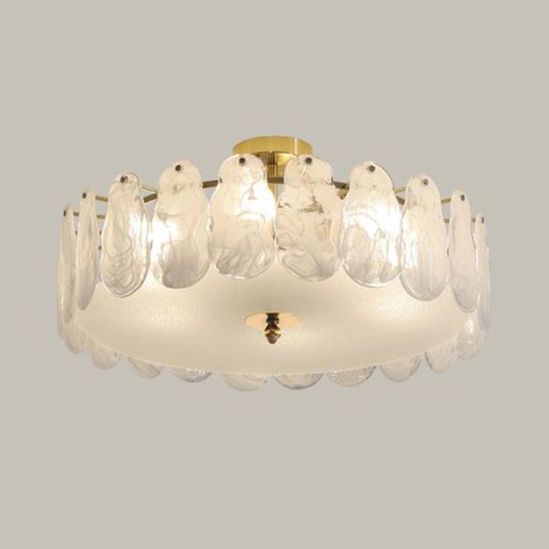 Glass Round Shape Flush Mount Light Modern-Style Multi Lights Flush Ceiling Light in Gold