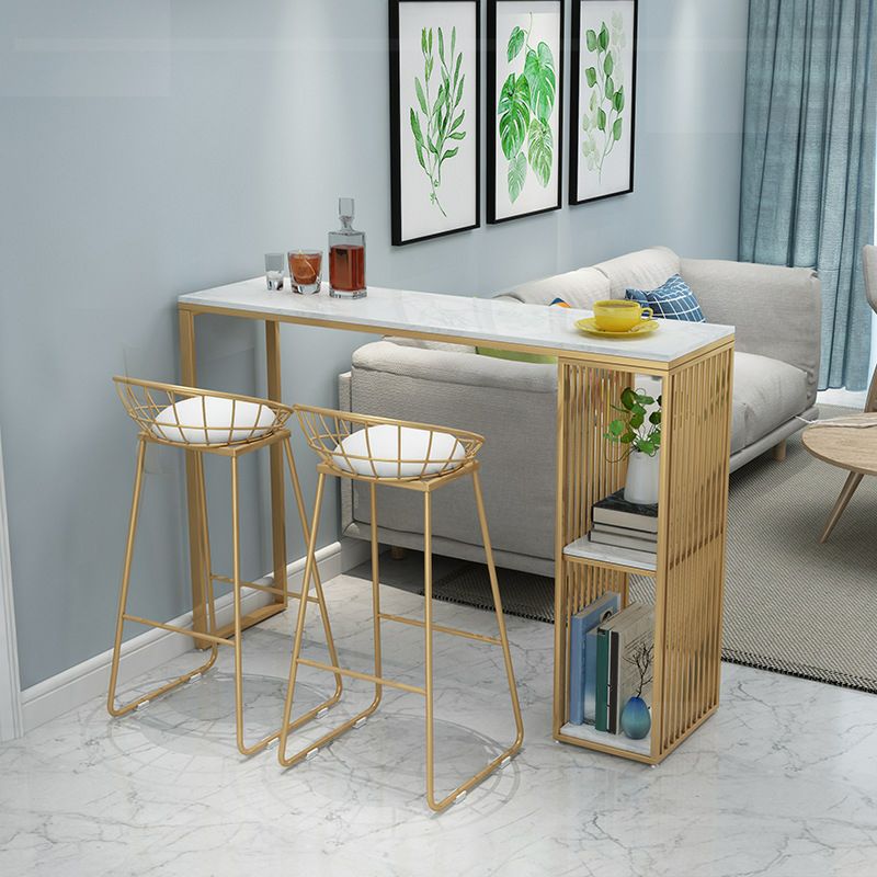 Glam Style Rectangle Bar Table 1/2/3 Pieces Faux Marble Counter Table