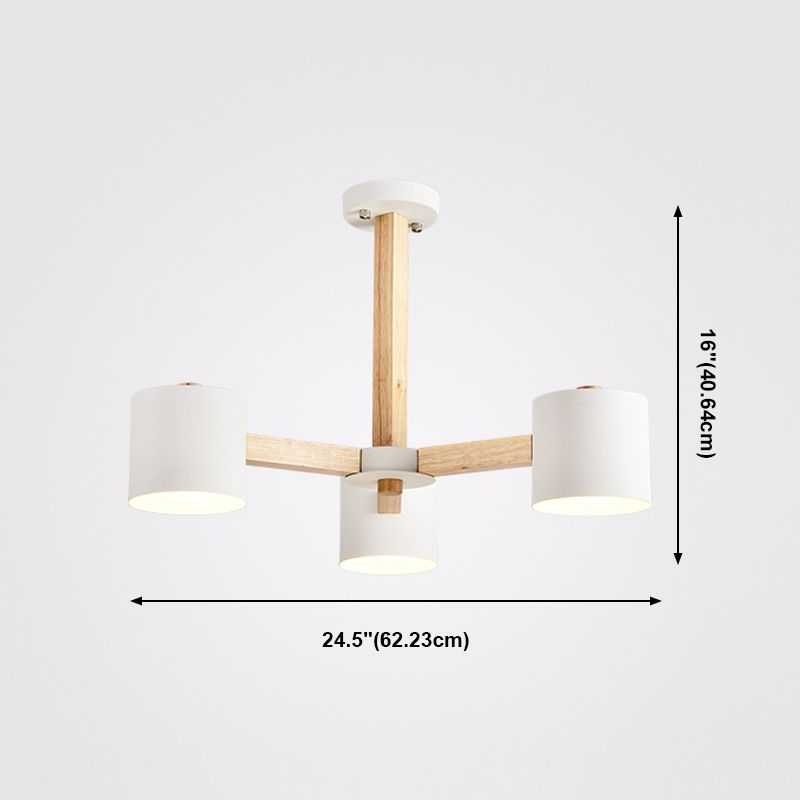 Nordic Modern Style Chandelier Lighting Fixtures Cylinder Wood Chandelier Lights