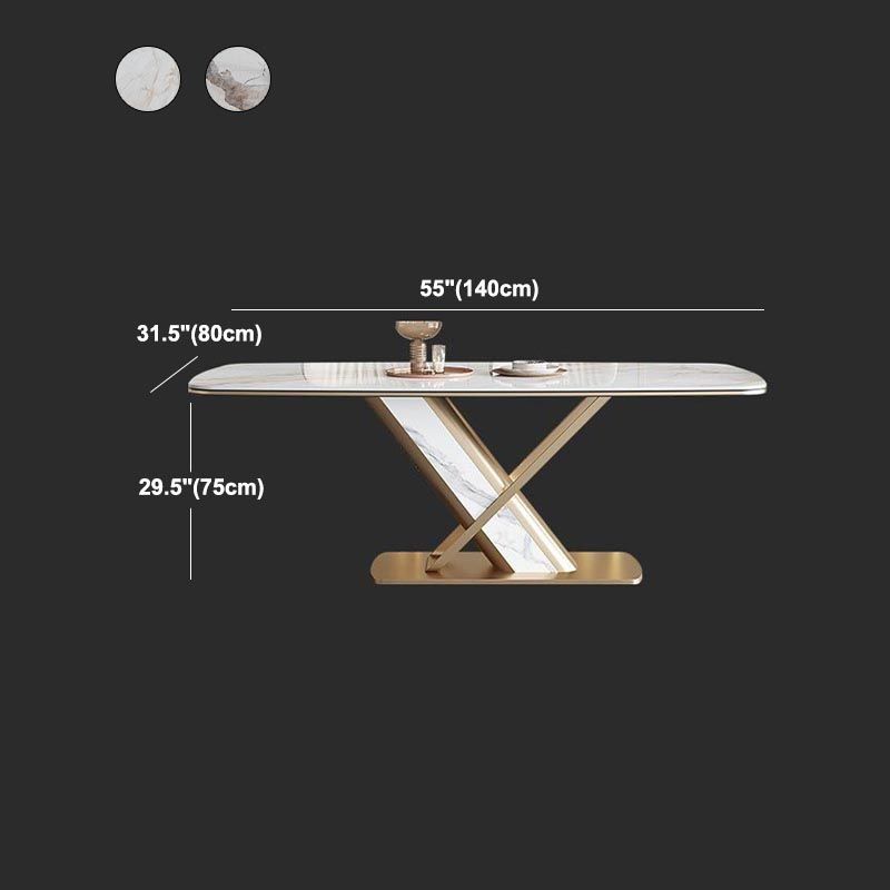 Traditional Luxury Stone Dining Table Gold Pedestal Casual Dining Table