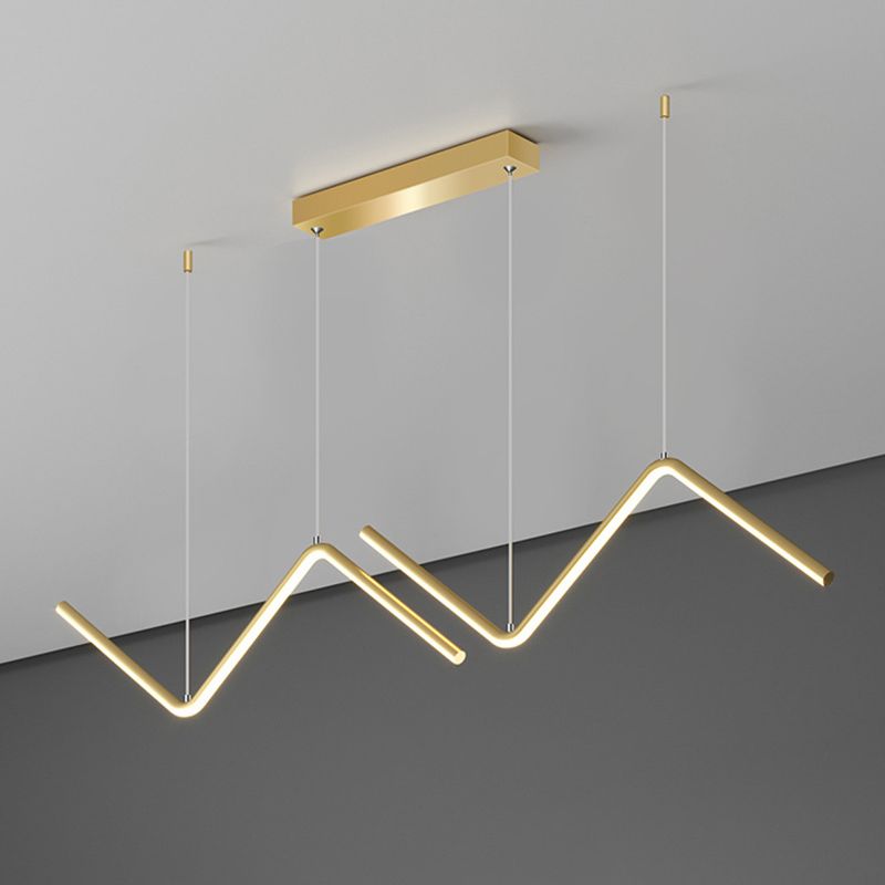 Modern 2-Light Black/Golden Ceiling Light Metal Kitchen Island Lighting for Dining Room