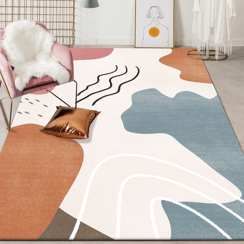 White Tone Modern Indoor Rug PVC Color Block Carpet Non-Slip Backing Rug for Home Decoration