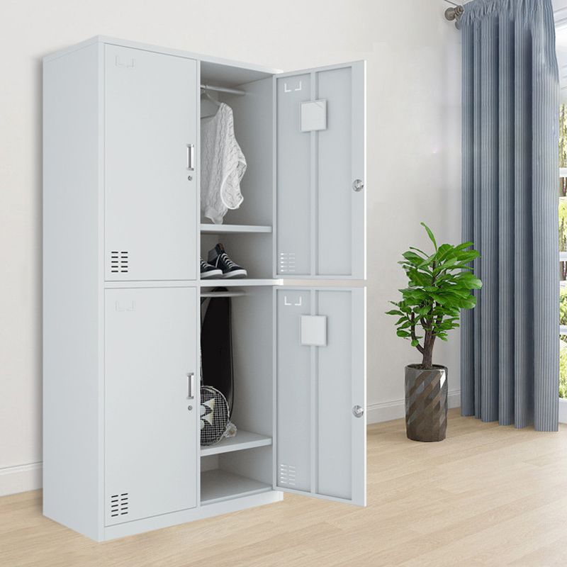 Modern Style Wardrobe Gray Colour Metal Wardrobe Closet with Locks