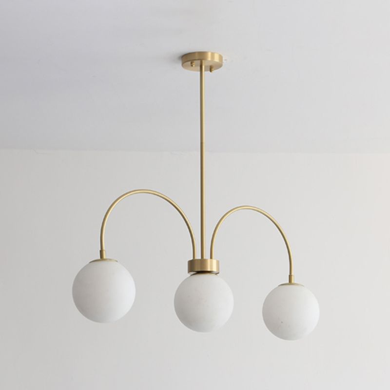 Luz de lámparas de lámpara de cobre modernas Luces colgantes de suspensión de 3 luces para sala de estar