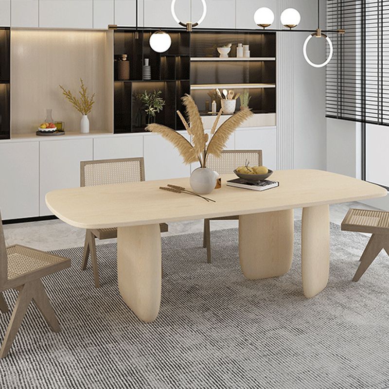 3 Legs Dining Table Modern Style Pine Wood Table for Kitchen