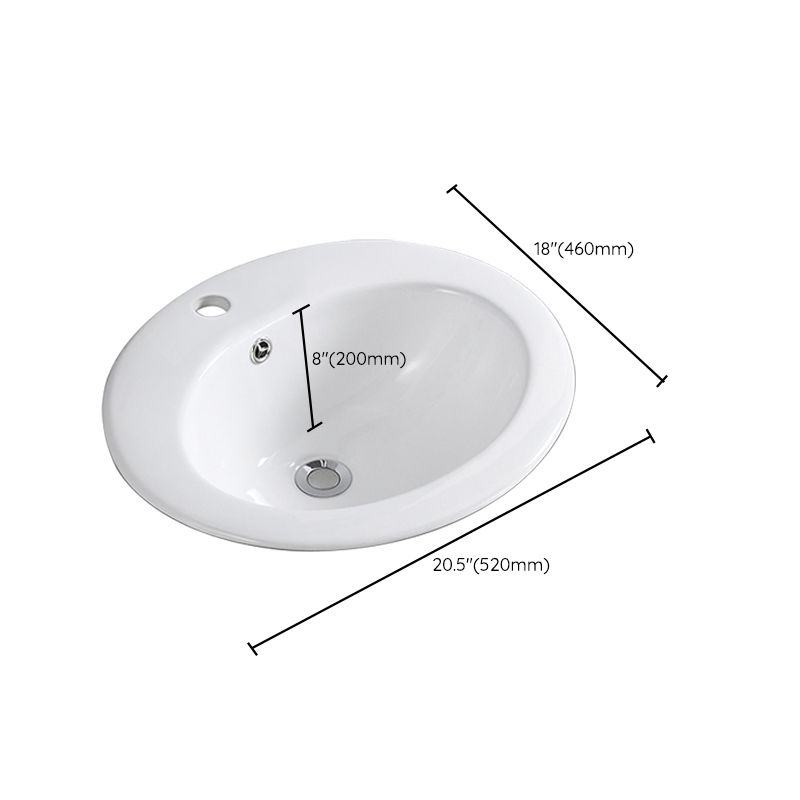 Traditional Wash Stand Oval Shape Porcelain with Pop-Up Drain Vessel Bathroom Sink