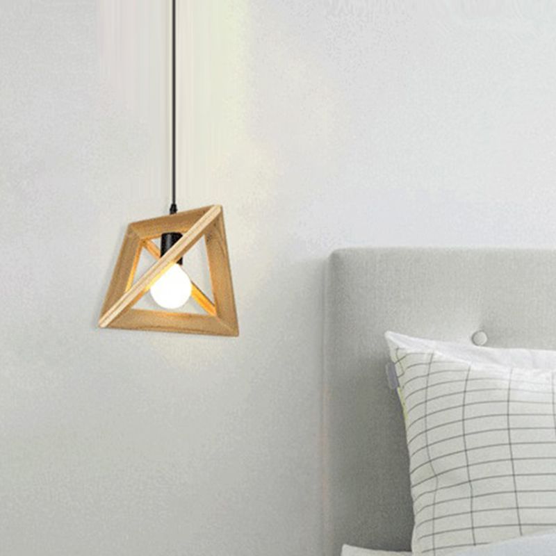 Estilo de madera sólida Nordic Light Hanging Light Geométrica Simplicidad Simplicidad Accesorio de iluminación para dormitorio para dormitorio