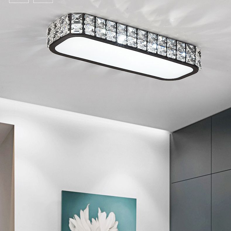 Crystal Oblong Flush Mounted Lamp Simplicity LED Ceiling Flush Light Fixture for Hallway