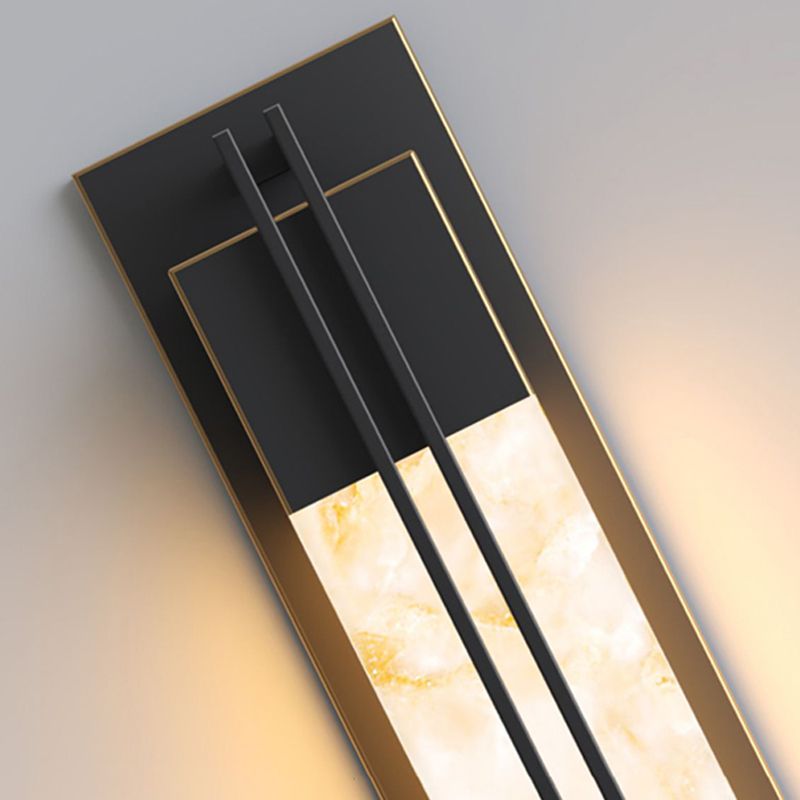 Contemporary Wall Sconce Rectangular Outdoor Wall Light Fixture with Metal