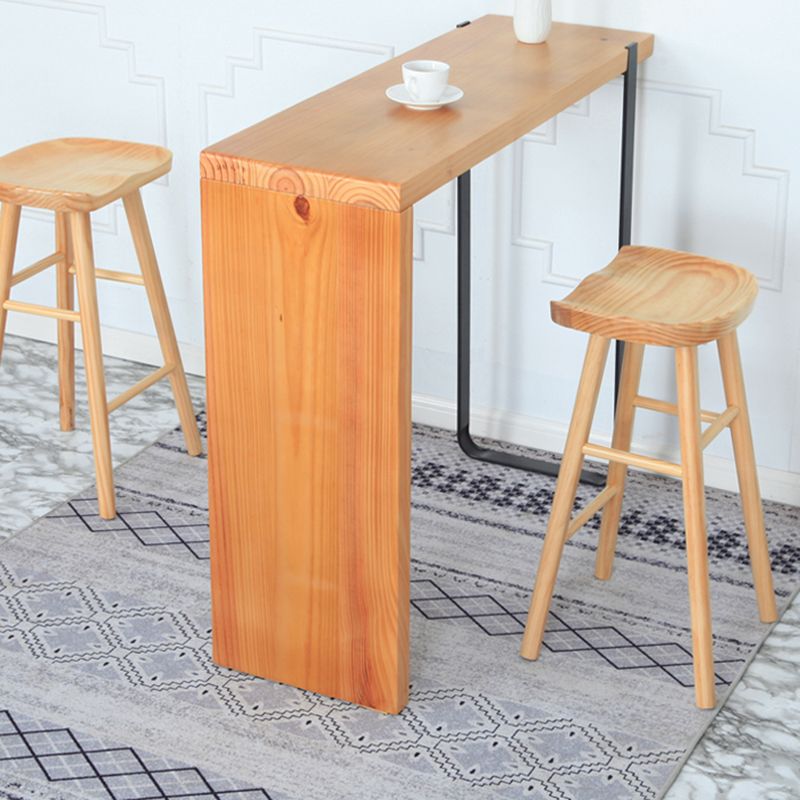 Contemporary Wood Stool Wood Rectangle Seat Counter Stool in Matte Finish