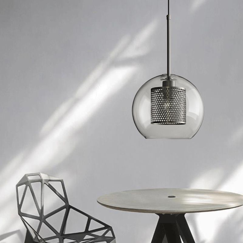 Luce a sospensione in vetro trasparente moderno 1 flaceutri di lampada appesa alla luce per tavolo da pranzo
