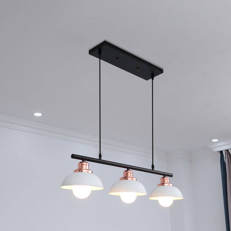 Cucina cucina isola lampada metallizzata a 3 luci in stile industriale Isola appesa Luce in nero/bianco