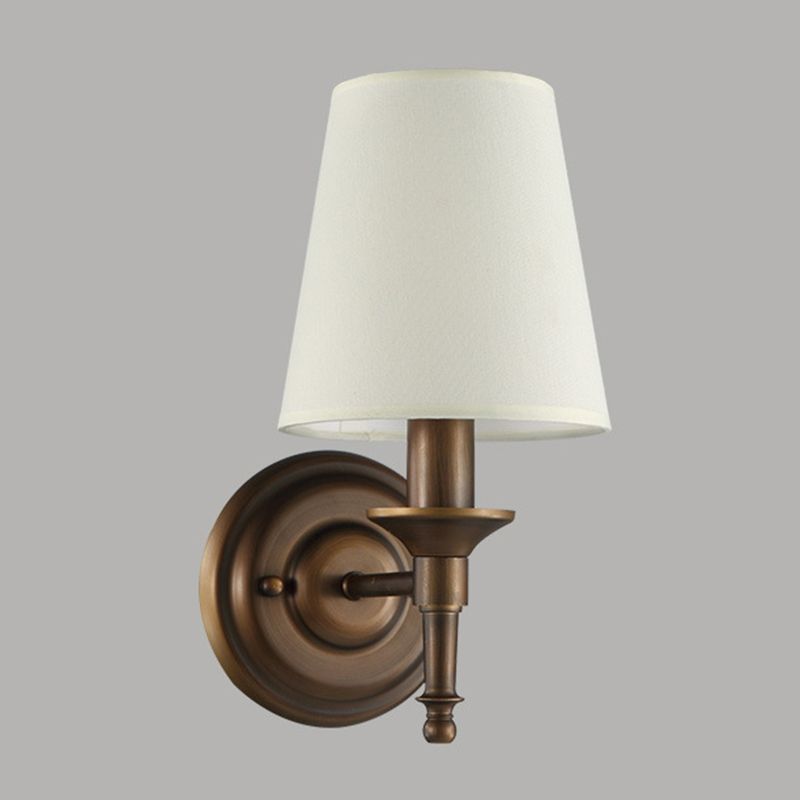 Cylinder Wall Light Fixture Modern Fabric 1 Light Wall Sconce for Bedroom