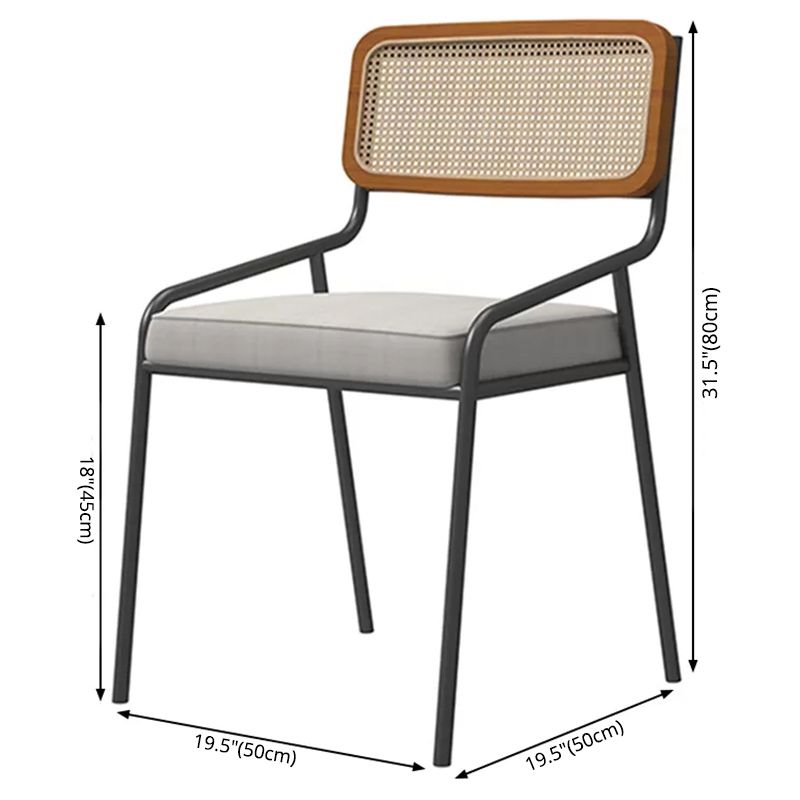 Industrial Style Linen Fabric Dining Chairs Open Back Dining Side Chairs