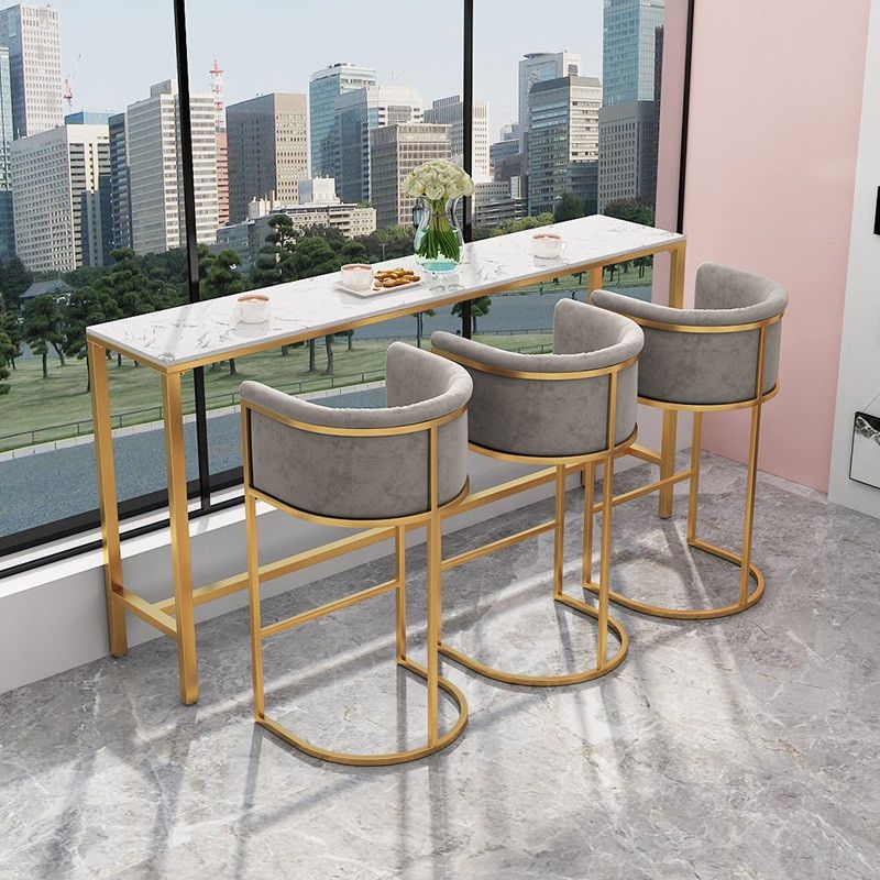 Sintered Stone Bar Table Set 1/2/3/4/7 Pieces Luxury Bar Table and Stools with Footrest