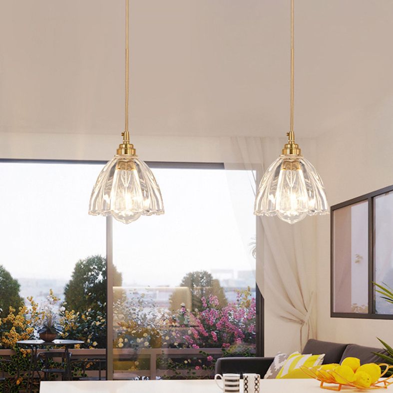 Lampada sospesa in ottone in vetro industriale a ciondolo singolo per il ristorante