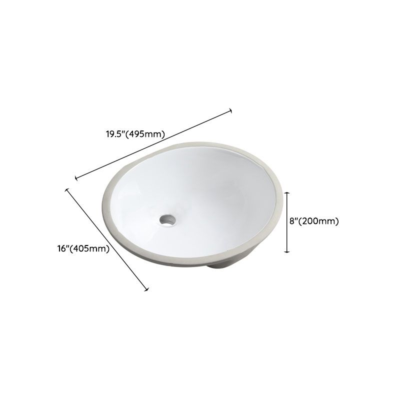 Modern Porcelain Bathroom Sink Undermount Bathroom Sink in White(Not Including Faucet)