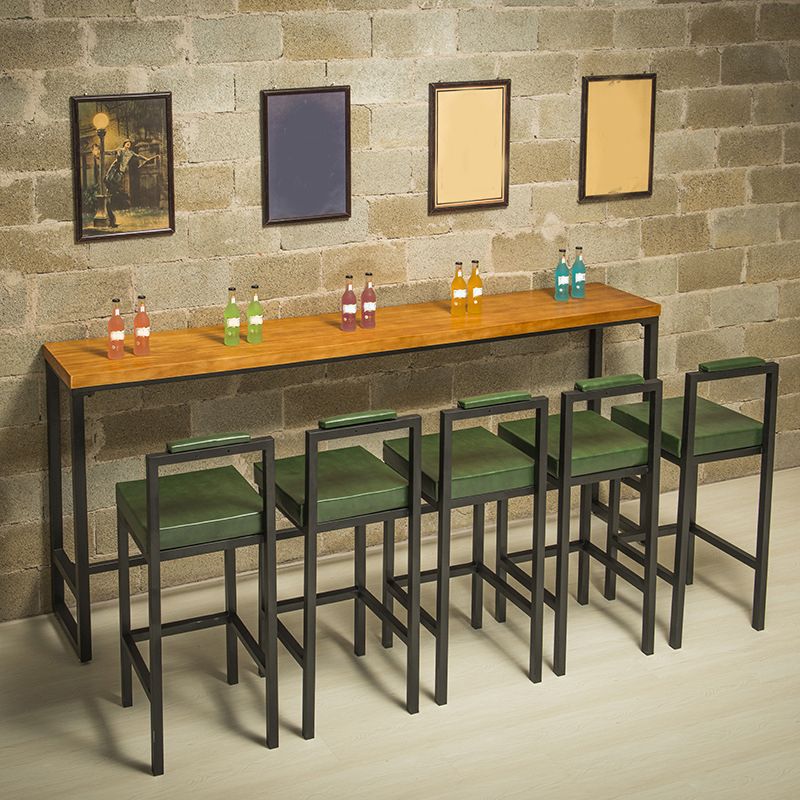 Contemporary Bar Table Rectangle Solid Wood Pub Table for Breakroom