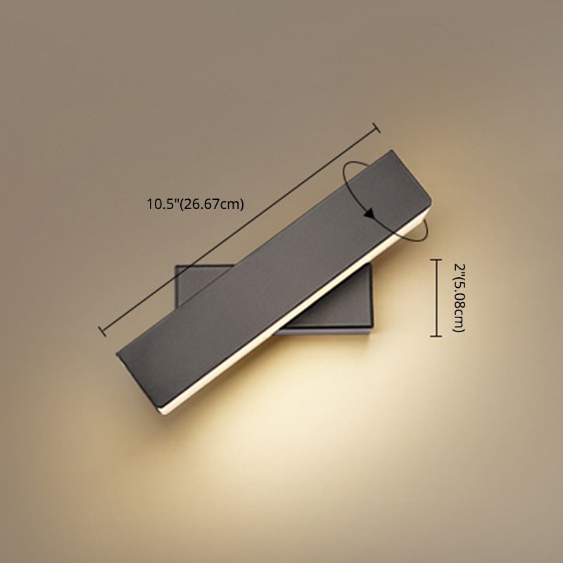 10" Wide Rectangular Acrylic LED Wall Lamp Modern Style Rotatable Bedside Light for Bedroom