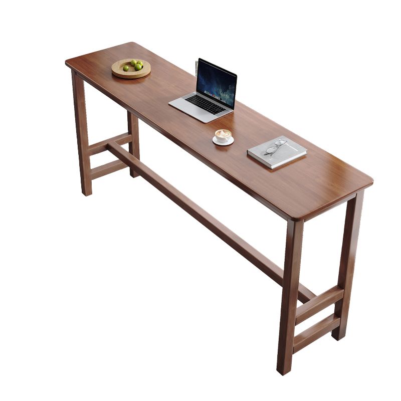 Modern Wood Bistro Bar Table Rectangle Footrest Bar Table for Home