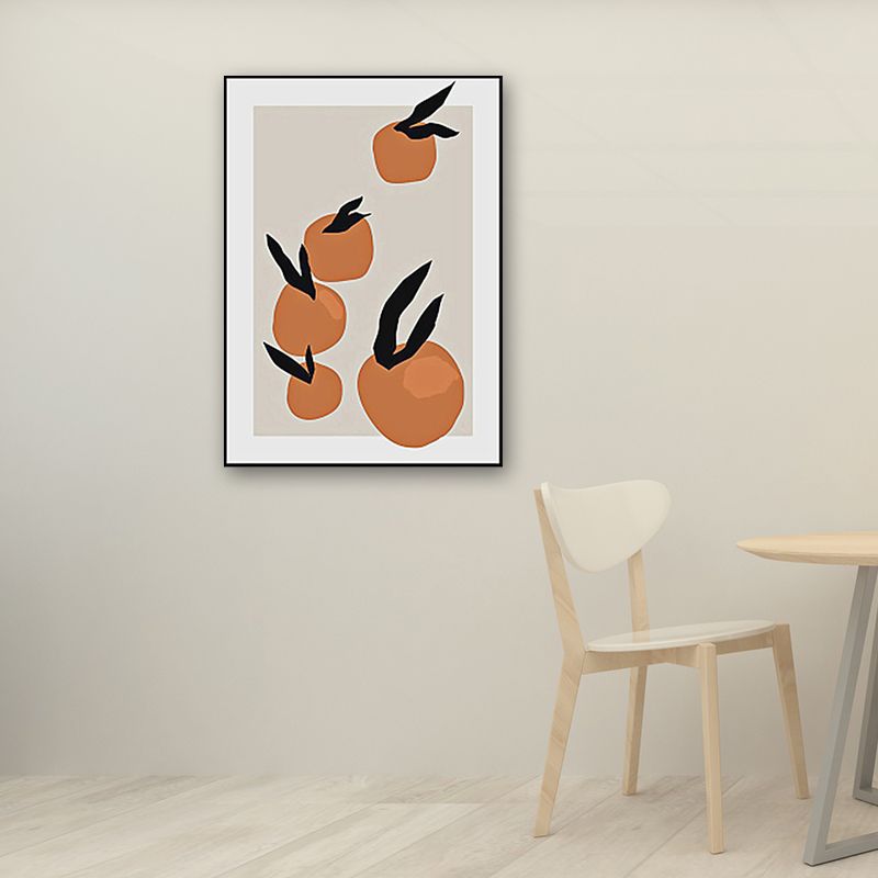 Tangerine Wall Decor Orange Canvas Art Print Textured for Living Room, Multiple Sizes Available
