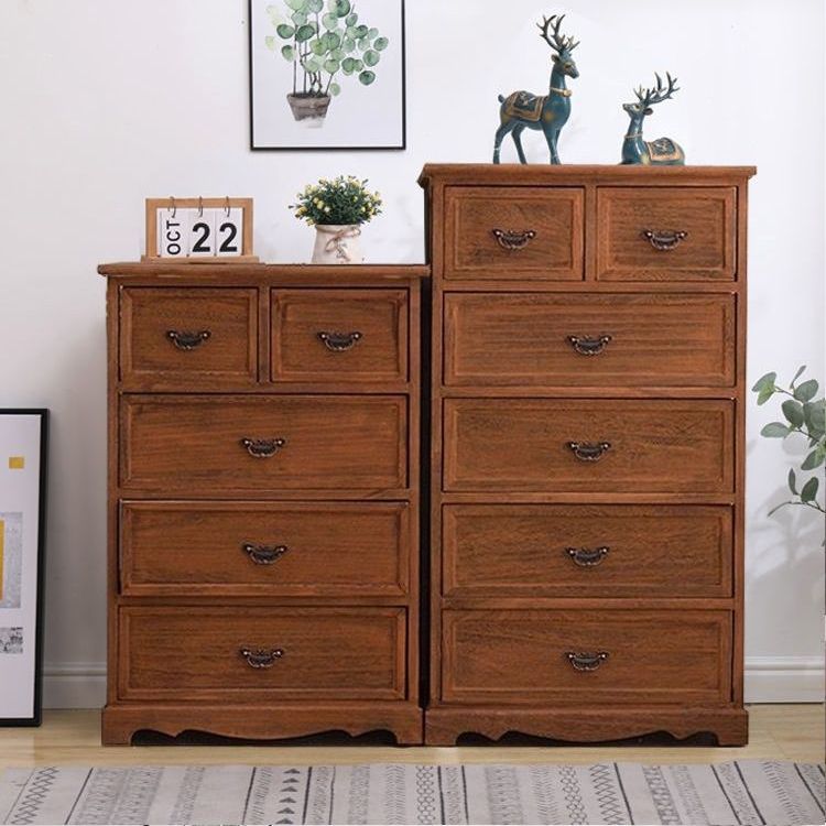 Coastal Storage Chest Solid Wood Dresser with 6/5 Drawers , 11.7 Inch W