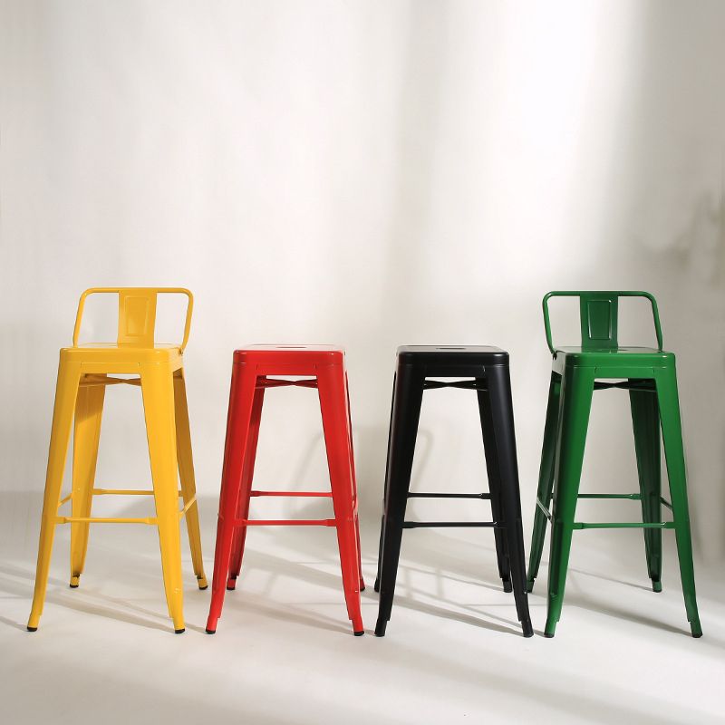 Industrial Square Bar and Counter Stool Metal Stool with 4 Legs