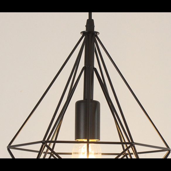 Diamond Iron Cluster Pendant Lighting Post-Modern Restaurant Hanging Lamp in  Black