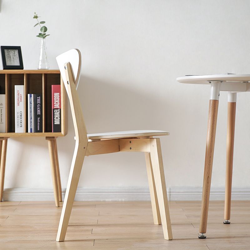 Open Back Armless Dining Chairs Stackable Side Dining Chairs with Wood Legs