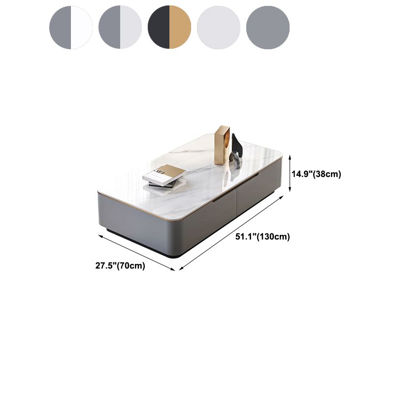 Glam Sled Coffee Table Slate Rectangular Coffee Table Set for Bedroom and Living Room