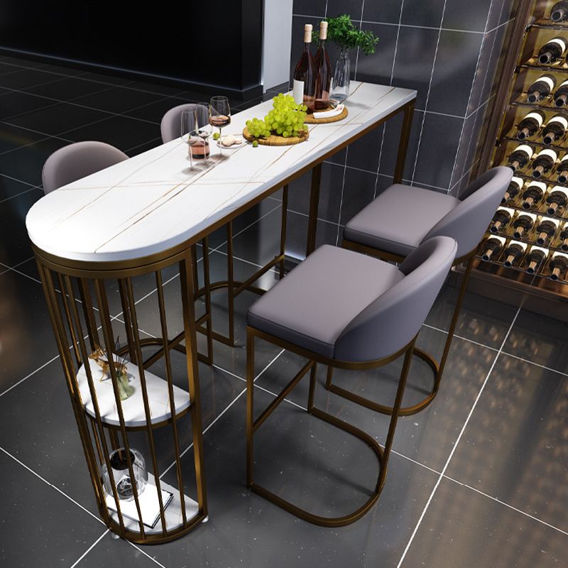 Modern White Sintered Stone Table Metal Base Table for Kitchen Living Room