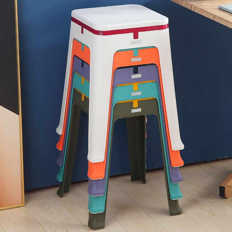 Glam Indoor-Outdoor Backless Dining Chair Plastic Stackable Side Chair