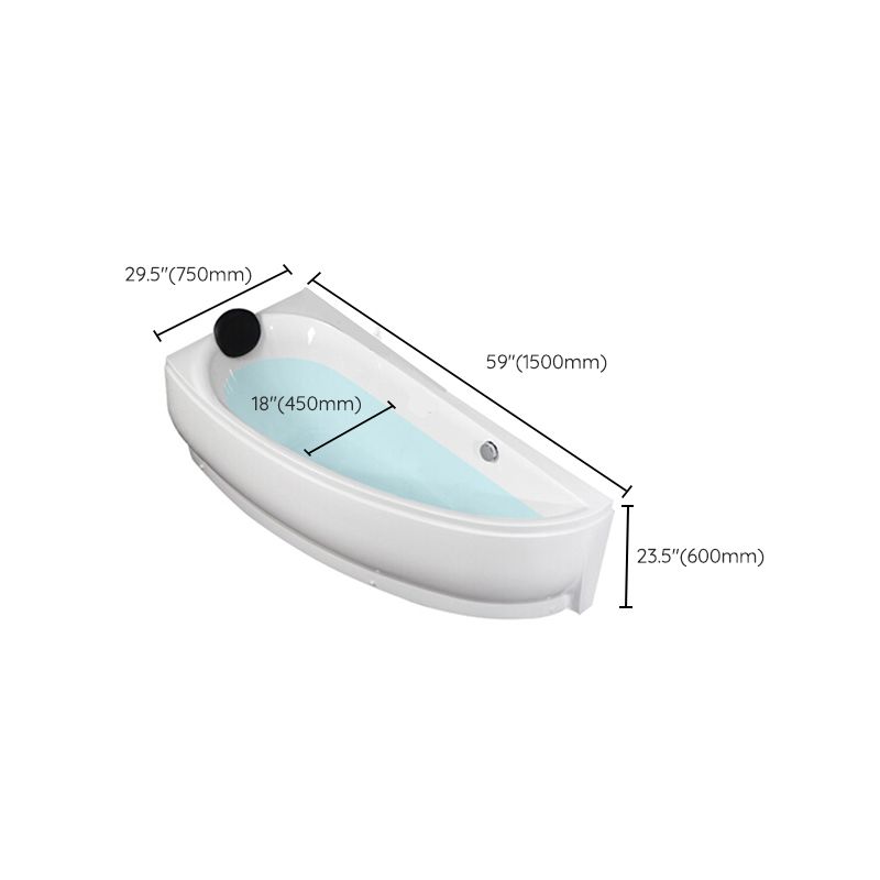 Acrylic Corner Modern Bathtub Acrylic White Soaking Back to Wall Bath
