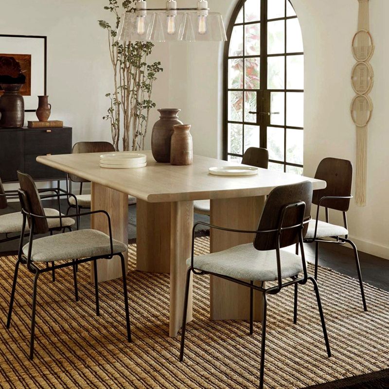 Contemporary Style Dining Table Solid Wood Dinner Table for Kitchen Home
