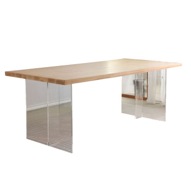 Rectangle Acrylic Base Dining Table Modern Wood Table for Kitchen