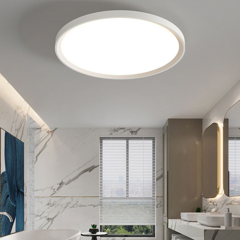 Matte White LED Flush Mount Plastic & Acrylic Round Ceiling Flush