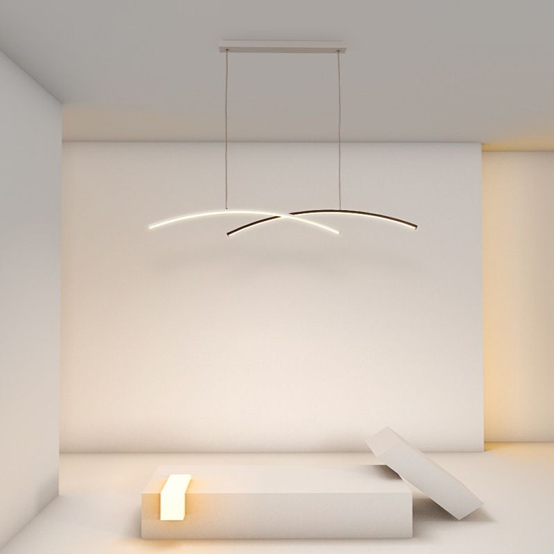 Black and White Ceiling Pendant Fixture Aluminum LED 2 - Light Kitchen Island Light
