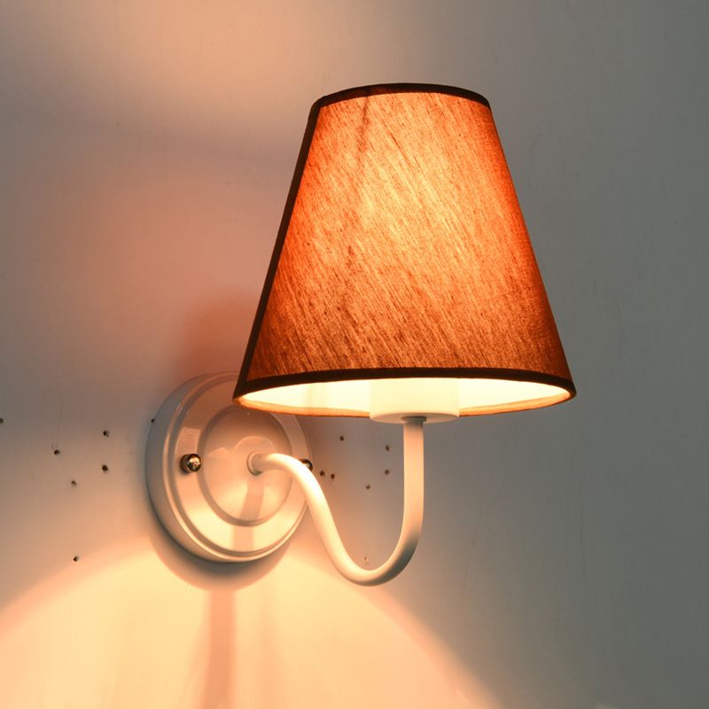Classic Tapered Shade Wall Light 1-Light Fabric Wall Lighting Fixture for Corridor