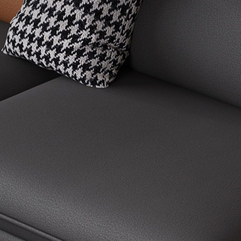 Modern Standard Seating Stain Resistant Sofa Faux Leather in Dark Gray
