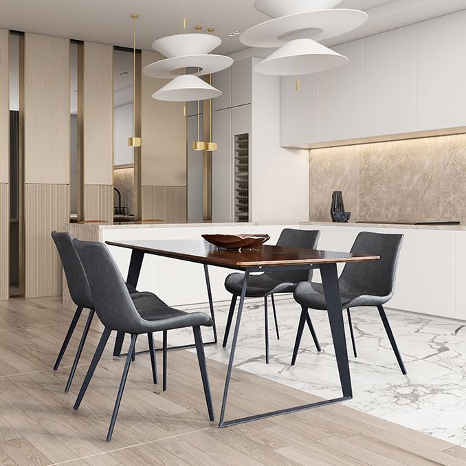 Mesa de forma rectangular marrón industrial Mesa de comedor estándar de madera para cocina