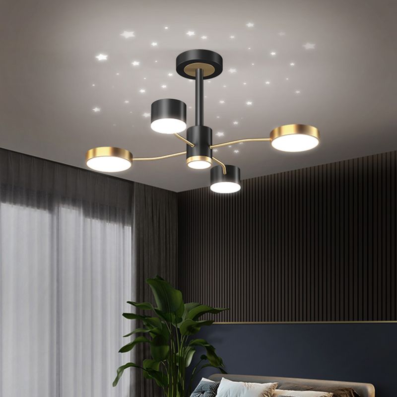 Araña contemporánea de metal redondeo de metal lámparas colgantes para dormitorio de sala de estar