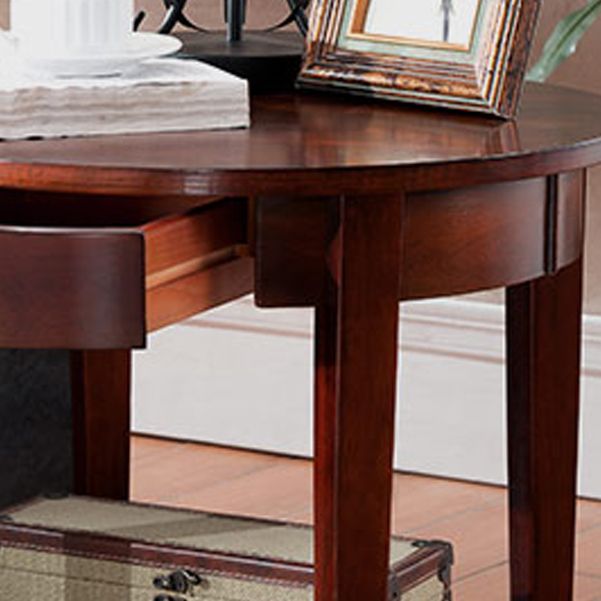 Wood Round Top Side Table 24" Tall 4 Legs End Table with Storage