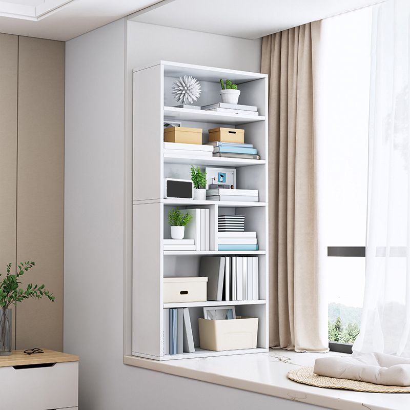 Modern Engineered Wood Bookshelf Standard Vertical Bookcase in Burnish