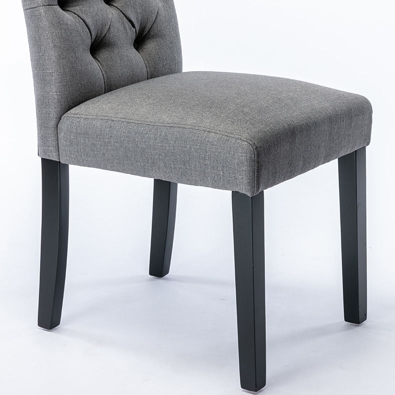 Modern Solid Back Kitchen Dining Side Chair with Black Wood Legs Dining Side Chair